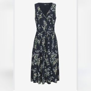 Lauren Ralph Lauren Navy Floral Stretch Dress Size 14 Petite